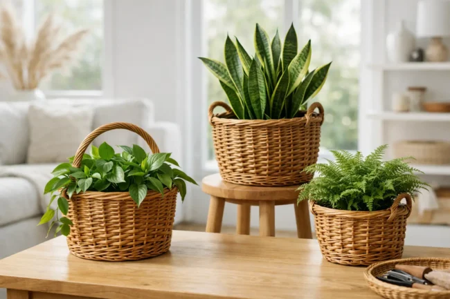 Pintas krepšys augalams namuose