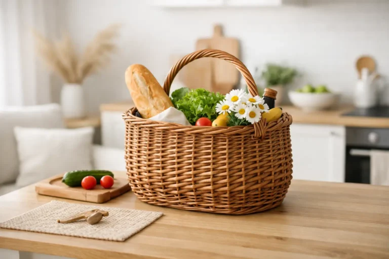 Pirkinių krepšys iš vytelių kasdienai